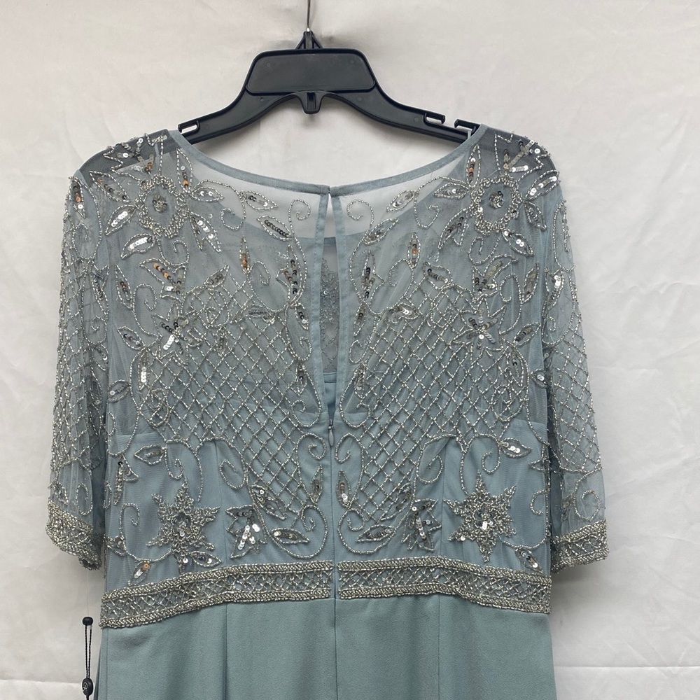 Adrianna-Papell elbow length sleeve beaded bodice long gown - Picture 9 of 14